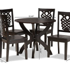 Baxton Studio Wanda Modern and Contemporary Transitional Dark Brown Finished Wood 5-Piece Dining Set
