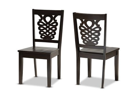 Baxton Studio Gervais Modern and Contemporary Transitional Dark Brown Finished Wood 2-Piece Dining Chair Set