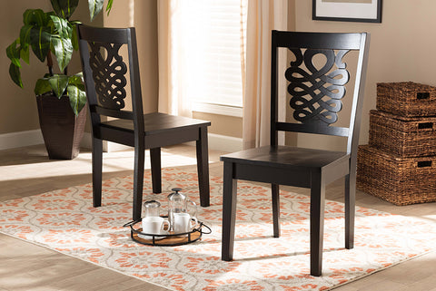 Baxton Studio Gervais Modern and Contemporary Transitional Dark Brown Finished Wood 2-Piece Dining Chair Set