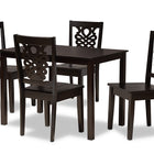 Baxton Studio Luisa Modern and Contemporary Transitional Dark Brown Finished Wood 5-Piece Dining Set
