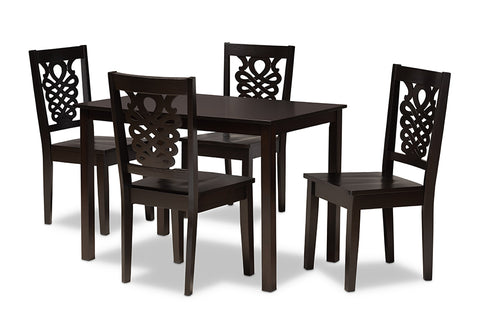 Baxton Studio Luisa Modern and Contemporary Transitional Dark Brown Finished Wood 5-Piece Dining Set