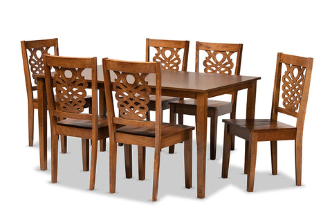 Baxton Studio Luisa Modern and Contemporary Transitional Walnut Brown Finished Wood 7-Piece Dining Set