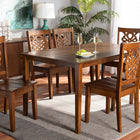 Baxton Studio Luisa Modern and Contemporary Transitional Walnut Brown Finished Wood 7-Piece Dining Set