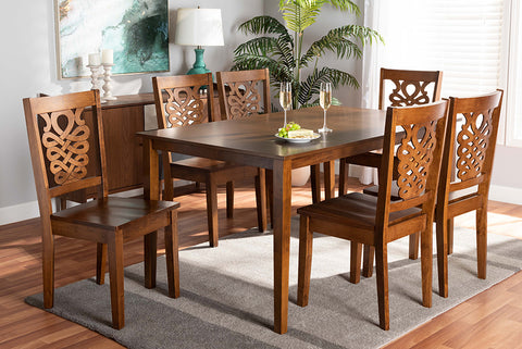 Baxton Studio Luisa Modern and Contemporary Transitional Walnut Brown Finished Wood 7-Piece Dining Set