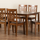 Baxton Studio Luisa Modern and Contemporary Transitional Walnut Brown Finished Wood 7-Piece Dining Set
