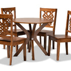 Baxton Studio Liese Modern and Contemporary Transitional Walnut Brown Finished Wood 5-Piece Dining Set