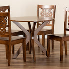 Baxton Studio Liese Modern and Contemporary Transitional Walnut Brown Finished Wood 5-Piece Dining Set