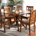 Baxton Studio Liese Modern and Contemporary Transitional Walnut Brown Finished Wood 7-Piece Dining Set