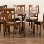Baxton Studio Liese Modern and Contemporary Transitional Walnut Brown Finished Wood 7-Piece Dining Set