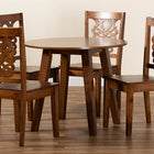 Baxton Studio Mina Modern and Contemporary Transitional Walnut Brown Finished Wood 5-Piece Dining Set