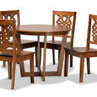 Baxton Studio Salida Modern and Contemporary Transitional Walnut Brown Finished Wood 5-Piece Dining Set