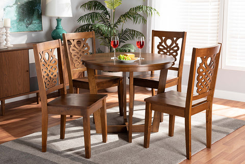 Baxton Studio Salida Modern and Contemporary Transitional Walnut Brown Finished Wood 5-Piece Dining Set