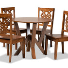 Baxton Studio Valda Modern and Contemporary Transitional Walnut Brown Finished Wood 5-Piece Dining Set