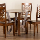 Baxton Studio Valda Modern and Contemporary Transitional Walnut Brown Finished Wood 5-Piece Dining Set