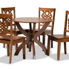 Baxton Studio Wanda Modern and Contemporary Transitional Walnut Brown Finished Wood 5-Piece Dining Set