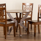 Baxton Studio Wanda Modern and Contemporary Transitional Walnut Brown Finished Wood 5-Piece Dining Set
