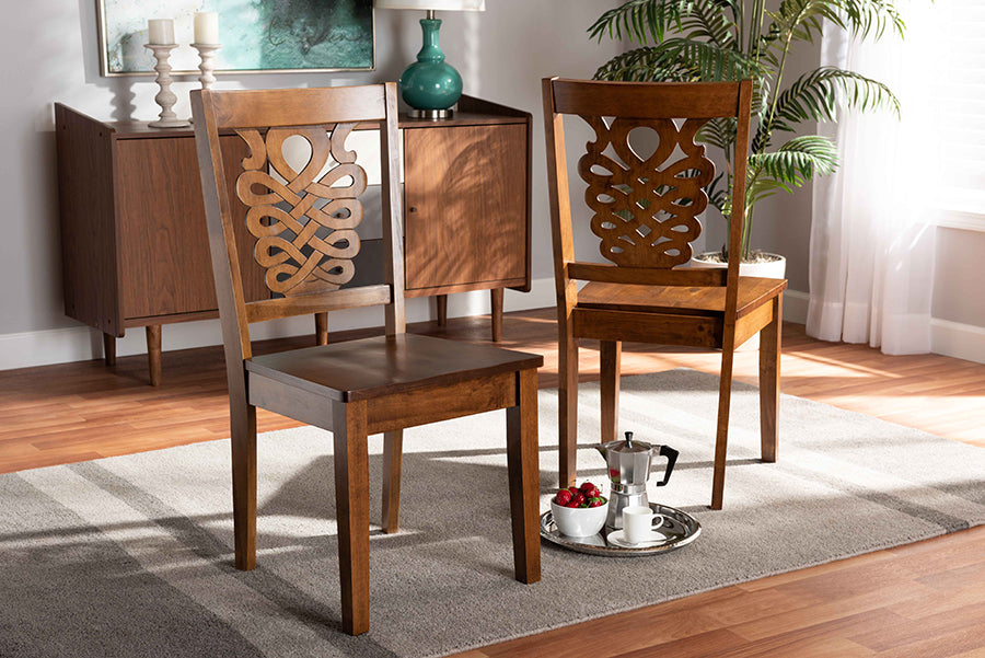 Baxton Studio Gervais Modern and Contemporary Transitional Walnut Brown Finished Wood 2-Piece Dining Chair Set