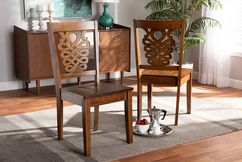 Baxton Studio Gervais Modern and Contemporary Transitional Walnut Brown Finished Wood 2-Piece Dining Chair Set