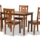 Baxton Studio Luisa Modern and Contemporary Transitional Walnut Brown Finished Wood 5-Piece Dining Set