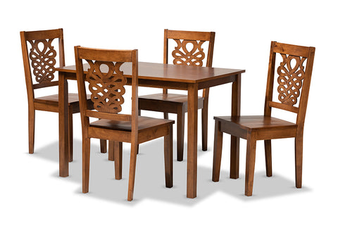 Baxton Studio Luisa Modern and Contemporary Transitional Walnut Brown Finished Wood 5-Piece Dining Set