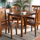 Baxton Studio Luisa Modern and Contemporary Transitional Walnut Brown Finished Wood 5-Piece Dining Set