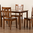 Baxton Studio Luisa Modern and Contemporary Transitional Walnut Brown Finished Wood 5-Piece Dining Set