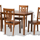 Baxton Studio Luisa Modern and Contemporary Transitional Walnut Brown Finished Wood 5-Piece Dining Set