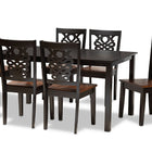 Baxton Studio Luisa Modern and Contemporary Two-Tone Dark Brown and Walnut Brown Finished Wood 7-Piece Dining Set