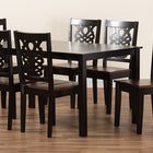 Baxton Studio Luisa Modern and Contemporary Two-Tone Dark Brown and Walnut Brown Finished Wood 7-Piece Dining Set