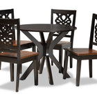 Baxton Studio Liese Modern and Contemporary Transitional Two-Tone Dark Brown and Walnut Brown Finished Wood 5-Piece Dining Set