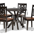 Baxton Studio Liese Modern and Contemporary Transitional Two-Tone Dark Brown and Walnut Brown Finished Wood 5-Piece Dining Set
