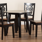 Baxton Studio Mina Modern and Contemporary Transitional Two-Tone Dark Brown and Walnut Brown Finished Wood 5-Piece Dining Set