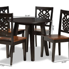 Baxton Studio Mina Modern and Contemporary Transitional Two-Tone Dark Brown and Walnut Brown Finished Wood 5-Piece Dining Set