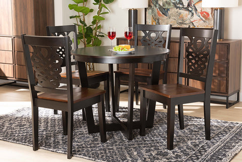 Baxton Studio Salida Modern and Contemporary Transitional Two-Tone Dark Brown and Walnut Brown Finished Wood 5-Piece Dining Set