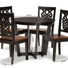 Baxton Studio Salida Modern and Contemporary Transitional Two-Tone Dark Brown and Walnut Brown Finished Wood 5-Piece Dining Set