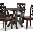 Baxton Studio Valda Modern and Contemporary Transitional Two-Tone Dark Brown and Walnut Brown Finished Wood 5-Piece Dining Set