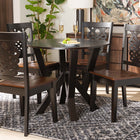 Baxton Studio Valda Modern and Contemporary Transitional Two-Tone Dark Brown and Walnut Brown Finished Wood 5-Piece Dining Set