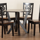 Baxton Studio Valda Modern and Contemporary Transitional Two-Tone Dark Brown and Walnut Brown Finished Wood 5-Piece Dining Set