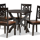 Baxton Studio Wanda Modern and Contemporary Transitional Two-Tone Dark Brown and Walnut Brown Finished Wood 5-Piece Dining Set