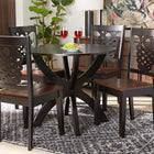 Baxton Studio Wanda Modern and Contemporary Transitional Two-Tone Dark Brown and Walnut Brown Finished Wood 5-Piece Dining Set