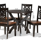 Baxton Studio Wanda Modern and Contemporary Transitional Two-Tone Dark Brown and Walnut Brown Finished Wood 5-Piece Dining Set
