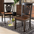 Baxton Studio Gervais Modern and Contemporary Transitional Two-Tone Dark Brown and Walnut Brown Finished Wood 2-Piece Dining Chair Set