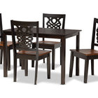 Baxton Studio Luisa Modern and Contemporary Two-Tone Dark Brown and Walnut Brown Finished Wood 5-Piece Dining Set