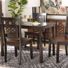 Baxton Studio Luisa Modern and Contemporary Two-Tone Dark Brown and Walnut Brown Finished Wood 5-Piece Dining Set