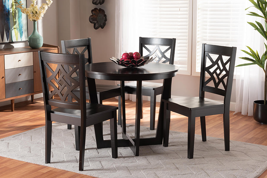 Baxton Studio Brava Modern and Contemporary Dark Brown Finished Wood 5-Piece Dining Set