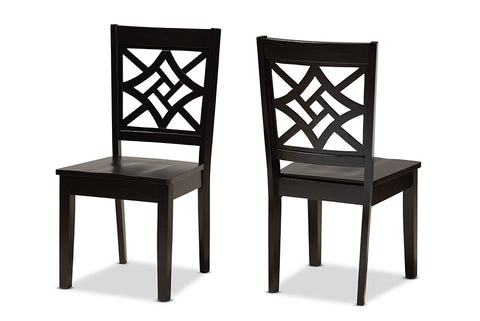Baxton Studio Nicolette Modern and Contemporary Dark Brown Finished Wood 2-Piece Dining Chair Set