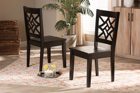 Baxton Studio Nicolette Modern and Contemporary Dark Brown Finished Wood 2-Piece Dining Chair Set