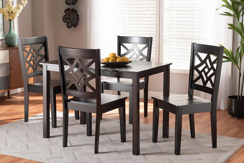 Baxton Studio Nicolette Modern and Contemporary Dark Brown Finished Wood 5-Piece Dining Set