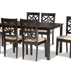 Baxton Studio Nicolette Modern and Contemporary Sand Fabric Upholstered and Dark Brown Finished Wood 7-Piece Dining Set
