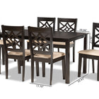 Baxton Studio Nicolette Modern and Contemporary Sand Fabric Upholstered and Dark Brown Finished Wood 7-Piece Dining Set